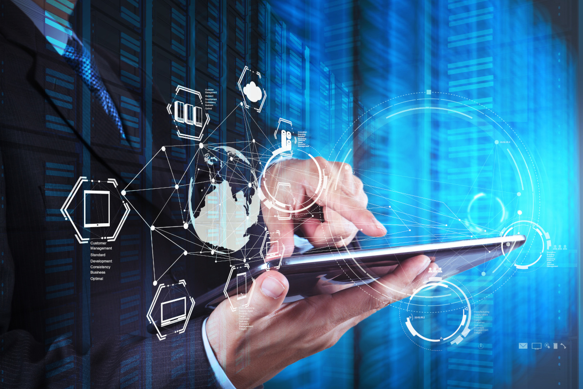 Businessman using tablet