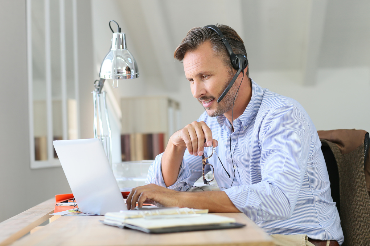 Businessman working from home